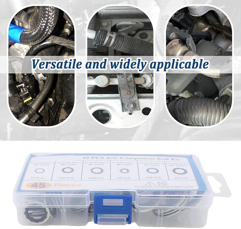 مجموعة Keenso AC O Ring Kit، 45 قطعة مجموعة سدادة حشية التيار المتردد 6 أحجام مع صندوق تخزين شفاف للوحة باب مصد ضاغط تكييف الهواء للسيارة in Kuwait