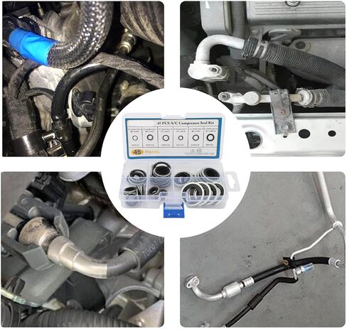 مجموعة Keenso AC O Ring Kit، 45 قطعة مجموعة سدادة حشية التيار المتردد 6 أحجام مع صندوق تخزين شفاف للوحة باب مصد ضاغط تكييف الهواء للسيارة in Kuwait