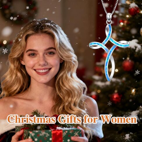 WINNICACA Celtic Cross Necklace Sterling Silver Opal Cross Necklaces October Birthstones Luck Irish Faith Hope Love Necklace Celtic Jewelry for Women Teen Girls Daughter Birthday Graduation Gifts in Kuwait