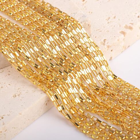 33 Feet 18K Gold Plated Box Chain Bulk, 2mm 304 Stainless Steel Chains Roll Spool Thin Square Rolo Box Link Chain Bulk for Jewelry Making DIY Craft in Kuwait