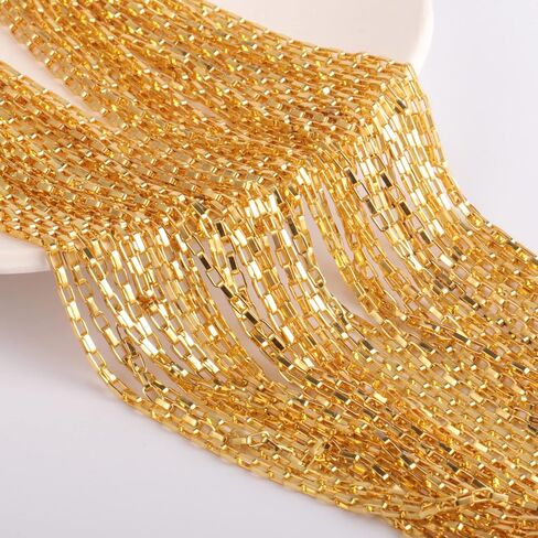 33 Feet 18K Gold Plated Box Chain Bulk, 2mm 304 Stainless Steel Chains Roll Spool Thin Square Rolo Box Link Chain Bulk for Jewelry Making DIY Craft in Kuwait