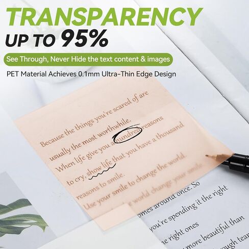 6 وسادات ملاحظات لاصقة شفافة مع علامة، Tecolu Clear Sticky Note 3x3، 5X قوة الالتصاق شفافة للكتاب المقدس، مقاومة للماء وشفافة للكتب والمستلزمات المكتبية المدرسية in Kuwait