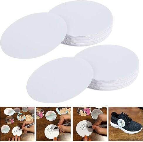 Blank Badge Paper, 100PCS Blank Badge Paper with Marker Pen Watercolor Gel Pen Making Pure Hand Made Badges Supplies for Painting (56MM Badges are Specially Cut and can be) in Saudi Arabia