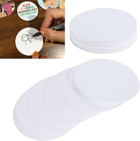 Blank Badge Paper, 100PCS Blank Badge Paper with Marker Pen Watercolor Gel Pen Making Pure Hand Made Badges Supplies for Painting (56MM Badges are Specially Cut and can be) in Saudi Arabia