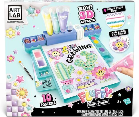 Art Lab Fluffy Paint Studio - مجموعة طلاء ثلاثية الأبعاد للأطفال: اصنع عملاً فنيًا منتفخًا باستخدام الدهانات والأدوات المزخرفة، ومجموعة الفنون والحرف اليدوية الممتعة in Kuwait