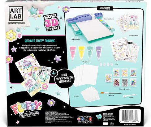 Art Lab Fluffy Paint Studio - مجموعة طلاء ثلاثية الأبعاد للأطفال: اصنع عملاً فنيًا منتفخًا باستخدام الدهانات والأدوات المزخرفة، ومجموعة الفنون والحرف اليدوية الممتعة in Kuwait