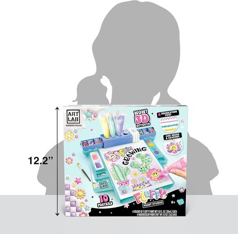 Art Lab Fluffy Paint Studio - مجموعة طلاء ثلاثية الأبعاد للأطفال: اصنع عملاً فنيًا منتفخًا باستخدام الدهانات والأدوات المزخرفة، ومجموعة الفنون والحرف اليدوية الممتعة in Kuwait