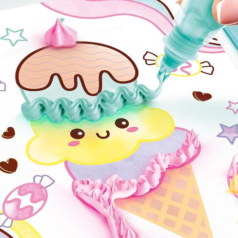 Art Lab Fluffy Paint Studio - مجموعة طلاء ثلاثية الأبعاد للأطفال: اصنع عملاً فنيًا منتفخًا باستخدام الدهانات والأدوات المزخرفة، ومجموعة الفنون والحرف اليدوية الممتعة in Kuwait