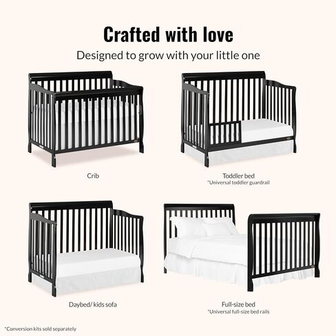 Ashton 5-in-1 Convertible Crib in Espresso, Greenguard Gold Certified , 50x36x44 Inch (Pack of 1) in Saudi Arabia