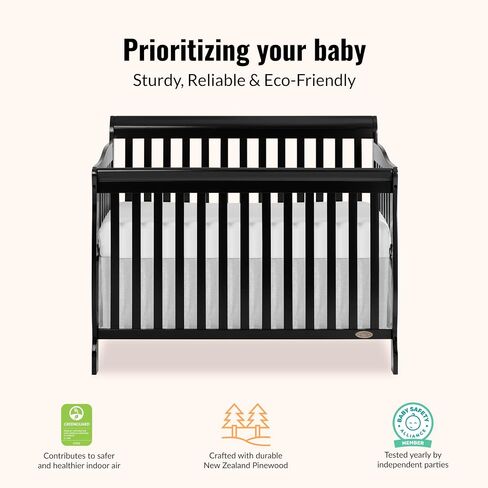 Ashton 5-in-1 Convertible Crib in Espresso, Greenguard Gold Certified , 50x36x44 Inch (Pack of 1) in Saudi Arabia
