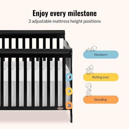Ashton 5-in-1 Convertible Crib in Espresso, Greenguard Gold Certified , 50x36x44 Inch (Pack of 1) in Saudi Arabia