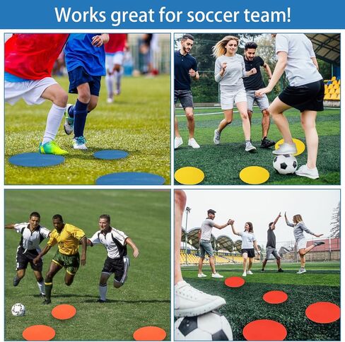 20 PCS 9 Inch Poly Spot Markers, 5 Color Poly Vinyl Floor Spot Marker, Round Non Slip Rubber Floor Agility Dots for Gym Soccer Basketball Sports Games in Saudi Arabia