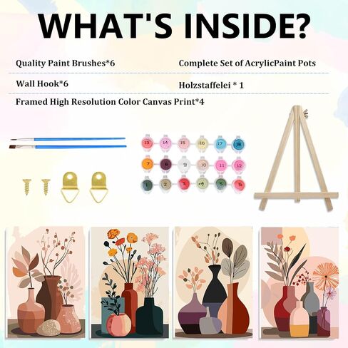 Aestalrcus 4 Pack Framed Paint by Numbers Kit for Adults, Highland Cow Adult Paint by Number Kits on Canvas Framed, DIY Acrylic Oil Painting by Numbers for Adults for Gift Home Decor 10x12 inch in Saudi Arabia