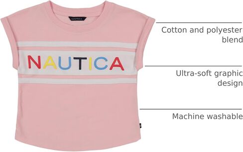 Nautica Girls' Short Sleeve Graphic Logo T-Shirt, Everyday Casual Wear, Soft & Comfortable Fit in Saudi Arabia