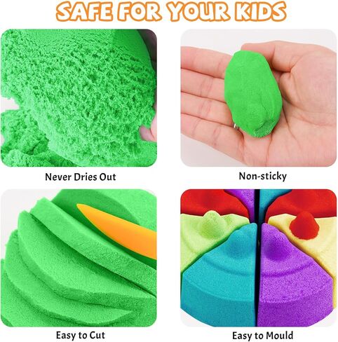 Value Pack 22lbs of 10 Colored Moldable Self-Sticking Play Sand, Never Dries Out-Fun for 3 Years and up Kids Bulk Refill for Sensory Sand Box Toys, Ideal for Shaping, Squeezing and Molding in Saudi Arabia
