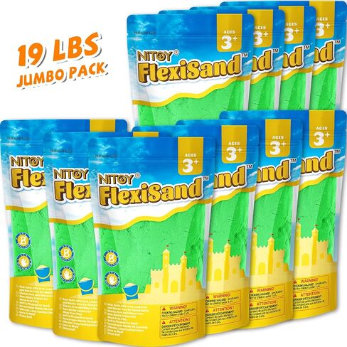 Value Pack 22lbs of 10 Colored Moldable Self-Sticking Play Sand, Never Dries Out-Fun for 3 Years and up Kids Bulk Refill for Sensory Sand Box Toys, Ideal for Shaping, Squeezing and Molding in Saudi Arabia