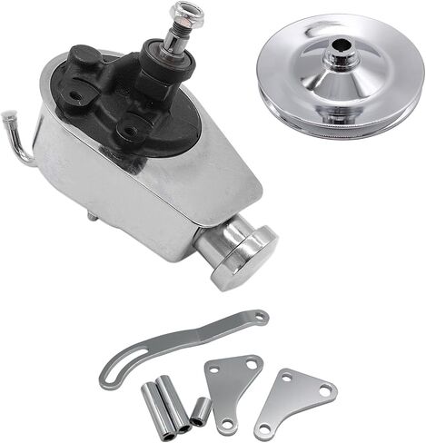 BestParts Chrome Power Steering Pump with Bracket and Pulley Kit Compatible with Small Block Chevy Long Water Pump SBC 265 283 305 327 350 383 400 Replace Keyway style 5/8" in Saudi Arabia