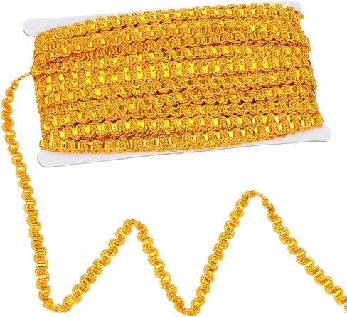 38 ياردة زخرفة نسيج ذهبي 0.39 بوصة واسعة جديلة الأعرج شريط بوليستر ذهبي دانتيل شريط S على شكل زخرفي منسوج ذهبي لخياطة الزفاف DIY الحرف اليدوية الملابس والمجوهرات ستارة ديكور المنزل in Kuwait