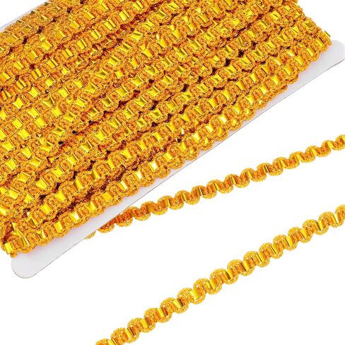 38 ياردة زخرفة نسيج ذهبي 0.39 بوصة واسعة جديلة الأعرج شريط بوليستر ذهبي دانتيل شريط S على شكل زخرفي منسوج ذهبي لخياطة الزفاف DIY الحرف اليدوية الملابس والمجوهرات ستارة ديكور المنزل in Kuwait
