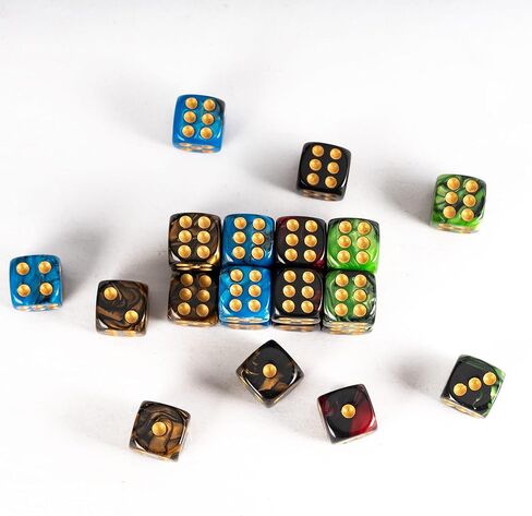 10 قطع نرد D6 16 ملم أكريليك 6 جوانب لعبة النرد لألعاب طاولة النرد RPG MTG DND وألعاب الطاولة، مع حقيبة نرد جلدية. (أزرق وأرجواني) in Kuwait