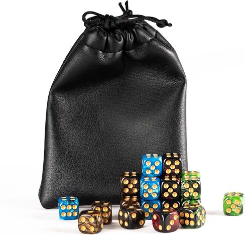 10 قطع نرد D6 16 ملم أكريليك 6 جوانب لعبة النرد لألعاب طاولة النرد RPG MTG DND وألعاب الطاولة، مع حقيبة نرد جلدية. (أزرق وأرجواني) in Kuwait