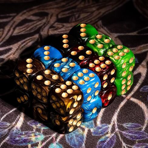 10 قطع نرد D6 16 ملم أكريليك 6 جوانب لعبة النرد لألعاب طاولة النرد RPG MTG DND وألعاب الطاولة، مع حقيبة نرد جلدية. (أزرق وأرجواني) in Kuwait