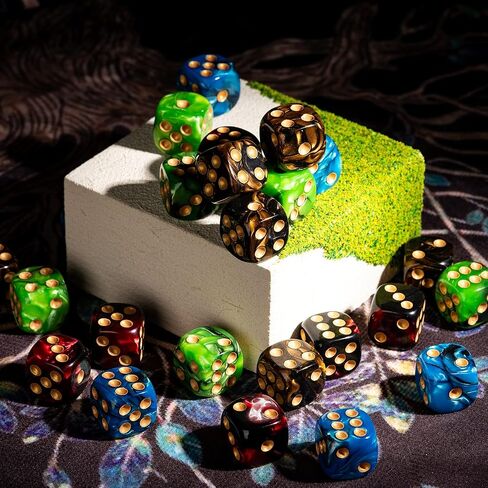 10 قطع نرد D6 16 ملم أكريليك 6 جوانب لعبة النرد لألعاب طاولة النرد RPG MTG DND وألعاب الطاولة، مع حقيبة نرد جلدية. (أزرق وأرجواني) in Kuwait