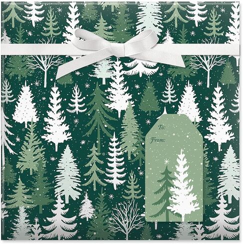 Current Snowy Trees Christmas Rolled Wrapping Paper - Premium Jumbo 23-Inch x 32-Foot Gift Wrap Roll, 61 Square Feet Total in Saudi Arabia