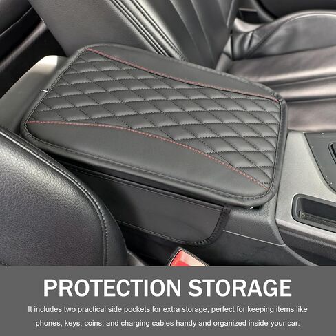 Car Center Console Cover, Patchwork Leather Armrest Cover Cushion with 2 Storage Bag, Waterproof Comfortable Auto Arm Rest Pad, Universal Center Console Protector for Sedan, SUV (Purple) in Saudi Arabia