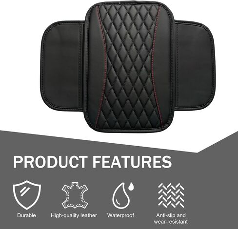 Car Center Console Cover, Patchwork Leather Armrest Cover Cushion with 2 Storage Bag, Waterproof Comfortable Auto Arm Rest Pad, Universal Center Console Protector for Sedan, SUV (Purple) in Saudi Arabia