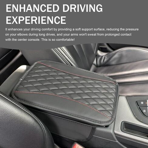 Car Center Console Cover, Patchwork Leather Armrest Cover Cushion with 2 Storage Bag, Waterproof Comfortable Auto Arm Rest Pad, Universal Center Console Protector for Sedan, SUV (Purple) in Saudi Arabia