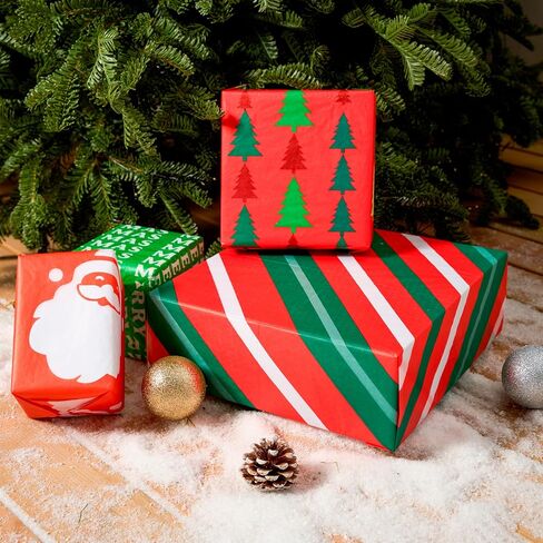 JOYIN 150 ورقة ورق تغليف عيد الميلاد، 20 بوصة × 20 بوصة مناديل عيد الميلاد السائبة لمستلزمات حفلات العطلات، ديكور حرفي، تصميمات متنوعة مع شجرة عيد الميلاد إلك للحرف اليدوية، حقيبة وصندوق تغليف الهدايا in Saudi Arabia