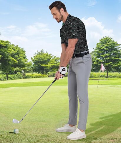 ZITY Men's Golf Shirts Short Sleeve Moisture Wicking Performance Print Patterns Casual Collared Golf Polo Shirt for Men in Saudi Arabia