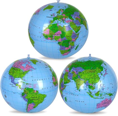 Coopay 12 Pack Inflatable Globe PVC World Globe Inflatable Earth Beach Ball Swimming Pool Ball Birthday Beach Party Decoration Summer Water Games Gifts for Beach Playing or Teaching in Kuwait