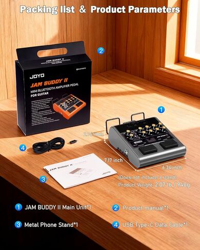 JOYO 10 واط جيتار كهربائي محمول أمبير متعدد التأثيرات، مضخم صوت دواسات مع مفتاح القدم، نماذج 14 أمبير، 3 نطاقات EQ، 36 نمط طبل وحلقة، تسجيل OTG، بلوتوث للتمرين (JAM Buddy II، أسود) in Kuwait