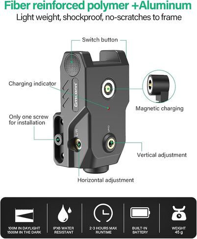 مسدس Gmconn أخضر وأزرق وأحمر وأرجواني جهاز رؤية بالليزر مع منفذ USB مغناطيسي قابل لإعادة الشحن، حامل Picatinny منخفض المستوى ذو نقطة أرجوانية in Saudi Arabia