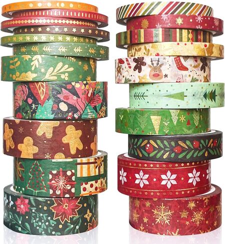 Christmas Washi Tape-21 Rolls Festivals New Year Decorative Tapes for Gift Packaging，DIY Crafts, Party Decorations, Bullet Journal,Scrapbook in Saudi Arabia