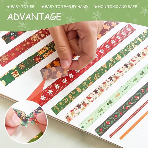 Christmas Washi Tape-21 Rolls Festivals New Year Decorative Tapes for Gift Packaging，DIY Crafts, Party Decorations, Bullet Journal,Scrapbook in Saudi Arabia