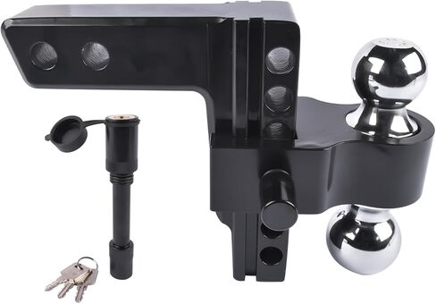 وصلة وصلة مقطورة قابلة للتعديل مقاس 2 بوصة، قطرة/ارتفاع 6 بوصة، GTW بوزن 12500 رطل - وصلة قطرة من الألومنيوم شديدة التحمل للشاحنات/سيارات الدفع الرباعي، أقفال مزدوجة من الفولاذ المقاوم للصدأ، أحمر in Kuwait