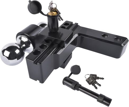 وصلة وصلة مقطورة قابلة للتعديل مقاس 2 بوصة، قطرة/ارتفاع 6 بوصة، GTW بوزن 12500 رطل - وصلة قطرة من الألومنيوم شديدة التحمل للشاحنات/سيارات الدفع الرباعي، أقفال مزدوجة من الفولاذ المقاوم للصدأ، أحمر in Kuwait