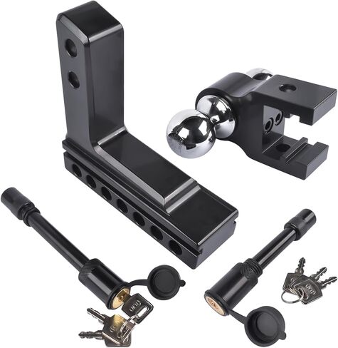 وصلة وصلة مقطورة قابلة للتعديل مقاس 2 بوصة، قطرة/ارتفاع 6 بوصة، GTW بوزن 12500 رطل - وصلة قطرة من الألومنيوم شديدة التحمل للشاحنات/سيارات الدفع الرباعي، أقفال مزدوجة من الفولاذ المقاوم للصدأ، أحمر in Kuwait