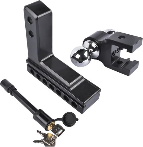 وصلة وصلة مقطورة قابلة للتعديل مقاس 2 بوصة، قطرة/ارتفاع 6 بوصة، GTW بوزن 12500 رطل - وصلة قطرة من الألومنيوم شديدة التحمل للشاحنات/سيارات الدفع الرباعي، أقفال مزدوجة من الفولاذ المقاوم للصدأ، أحمر in Kuwait