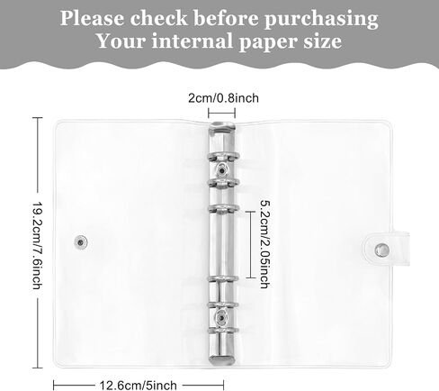 6 Pack PVC A6 Binder Transparent 6 Ring Binder Clear Soft PVC Notebook Cover Budget Planner Binder Notebook Shell Folder Cover with Snap Button for Refillable Notebook School Office Meeting in Saudi Arabia
