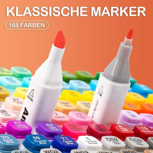 أقلام تحديد كحول AnyMark، مجموعة أقلام كحول 80 لونًا، أقلام تحديد فنية تعتمد على الكحول بأطراف مزدوجة للفنانين البالغين والأطفال رسم رسم تلوين وإزميل ونصائح دقيقة in Kuwait