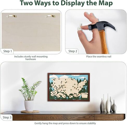 Wooden US National Parks Map Travel Tracker with Tree Pins, Stand, Wall Hangers, Marker, Double-sided Tape & Gift Box – National Park Checklist Map, Holiday and Educational Geography Gift for Adventurers, Families & Outdoor Lovers, Perfect for RV, Home &  in Saudi Arabia