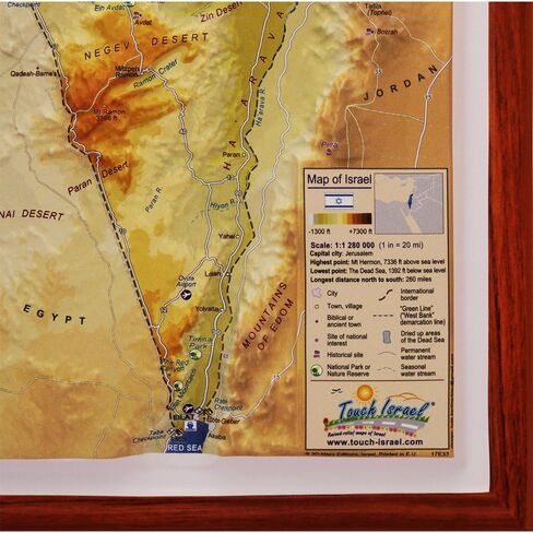 Raised Relief 3D Map of Israel (MEDIUM: 14.5 x 6.5) in Saudi Arabia