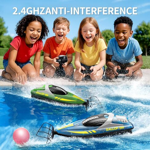 قارب RC مكون من قطعتين من قوارب التحكم عن بعد للأطفال والكبار، قوارب RC مقاومة للماء ببرغي مزدوج 15 كم/ساعة مع جهاز تحكم عن بعد 2.4 جيجا هرتز، أضواء LED، قلب بمفتاح واحد، أوضاع سرعة مزدوجة، 4 بطاريات قابلة لإعادة الشحن، سباقات حمام السباحة والبحيرة in Kuwait