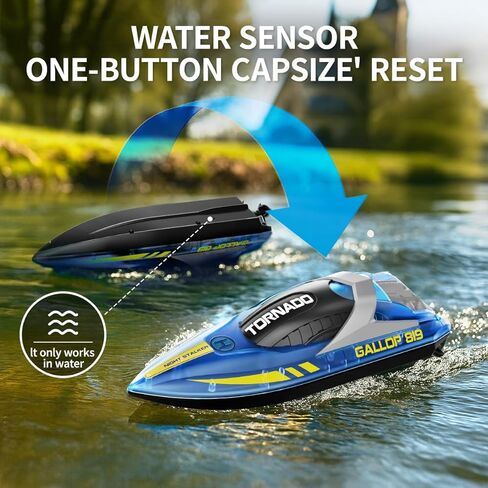قارب RC مكون من قطعتين من قوارب التحكم عن بعد للأطفال والكبار، قوارب RC مقاومة للماء ببرغي مزدوج 15 كم/ساعة مع جهاز تحكم عن بعد 2.4 جيجا هرتز، أضواء LED، قلب بمفتاح واحد، أوضاع سرعة مزدوجة، 4 بطاريات قابلة لإعادة الشحن، سباقات حمام السباحة والبحيرة in Kuwait