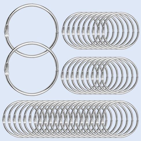 40Pcs Metal Loose Leaf Binder Rings, Silver Index Card Fasteners for Office, School, Home and Keychain Use(1.2Inch) in Saudi Arabia