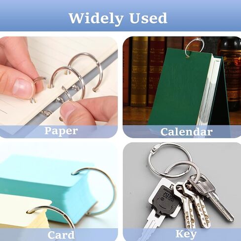 40Pcs Metal Loose Leaf Binder Rings, Silver Index Card Fasteners for Office, School, Home and Keychain Use(1.2Inch) in Saudi Arabia
